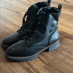 Hush Puppies Black Lace-Up Combat Boots